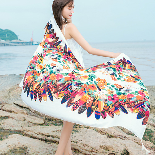 Thickened Twill Cotton Printed Ethnic Style Scarf Air Conditioning Warmth Ladies Variety Anti-sunshade Shawl Silk Scarf