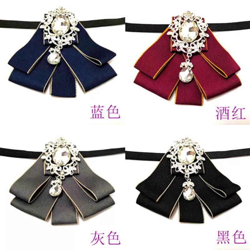 Женский галстук-бабочка в корейском стиле, винтажный британский преппи-стиль, галстук-бабочка с отделкой из страз, универсальный аксессуар для рубашек для банковских сотрудников, в морском стиле.