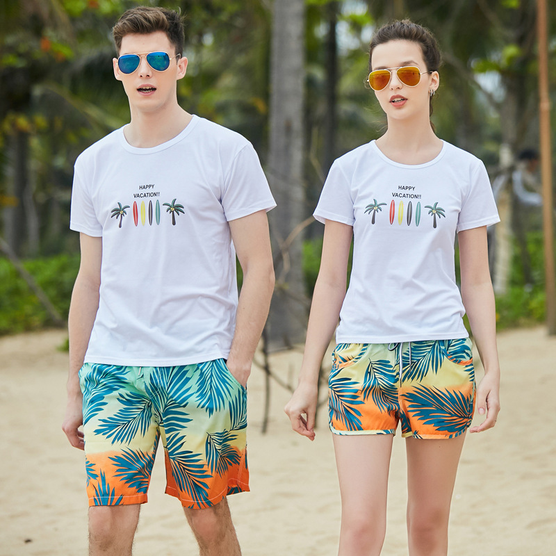 Couple Beach Pants Men's Five-Point Loose Fit Beach Water Park Rafting Swimming Trunks Seaside Surfing Quick-Drying Women's Shorts