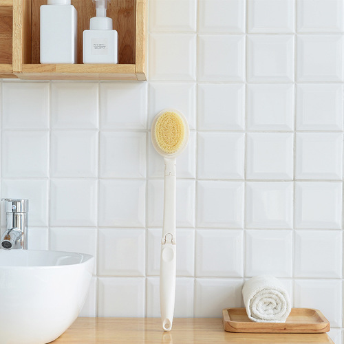 Long-handled bath brush, body rub, mud rub, back rub, dual-purpose Japanese bath brush, bath ball, soft-bristled bath back brush