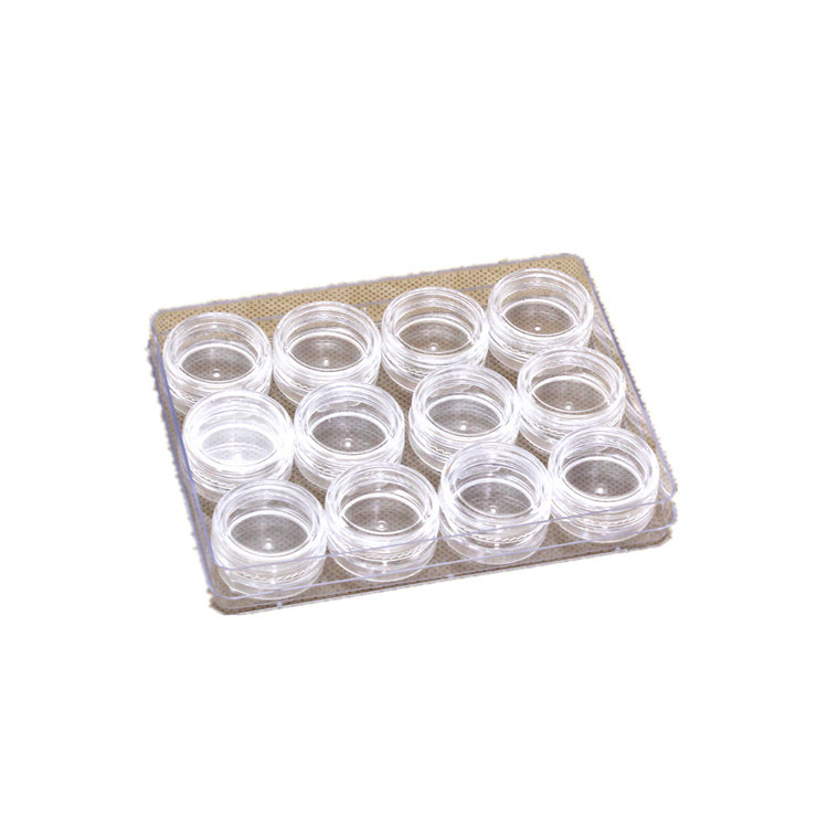 PS 5g 12 set crema sellada transparente base sombra de ojos botella redonda botella de crema para uñas fábrica al por mayor