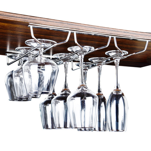 Solid 304 cup holder cabinet hanging cup holder household red wine glass upside down goblet hanging stainless steel shelf simple