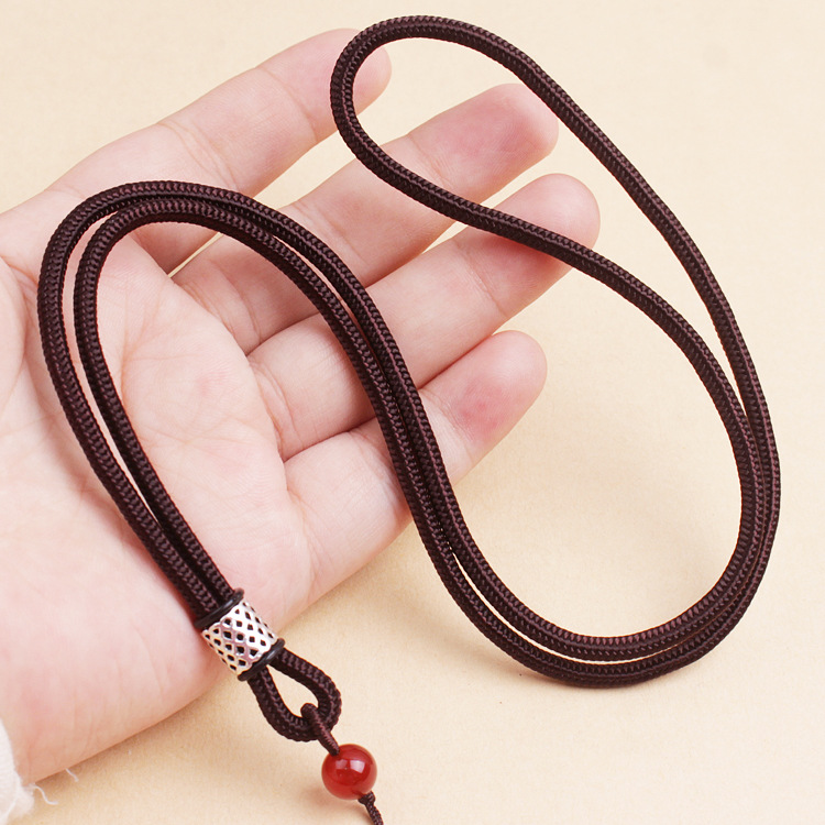 粗款棕色挂件绳翡翠珠宝吊坠项链绳子男款藏银玉佩平安扣线绳批发