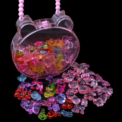 DIY children's imitation crystal gem toy animal character big diamond girl plastic beads play house pendant