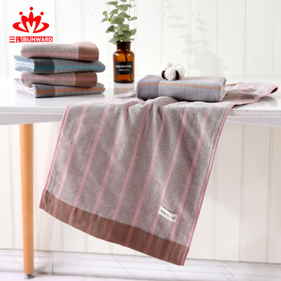 三偉廠家直銷雙層布藝日系條紋提花純棉毛巾日用品紗布毛巾批發