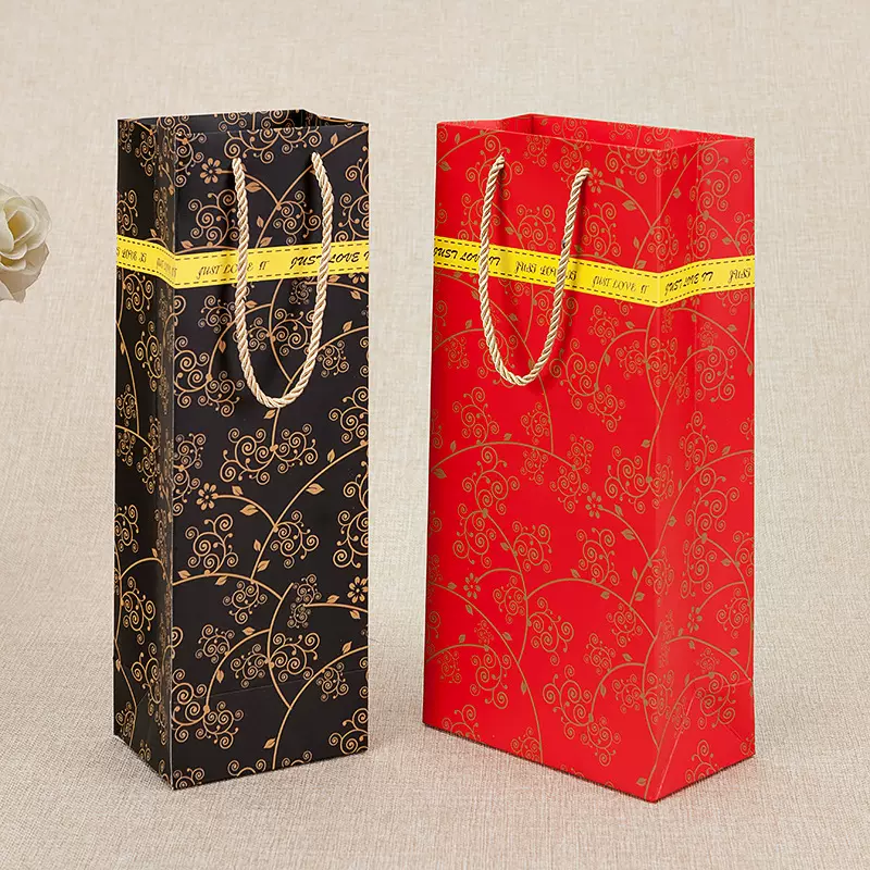 现货创意红酒礼品包装袋 双支单支装红酒袋葡萄酒手提袋定制