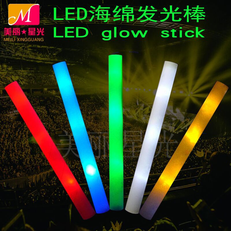Accesorios luminosos de concierto, esponja, barra luminosa, 48 cm, esponja colorida, barra luminosa, fabricante de logotipos impresos