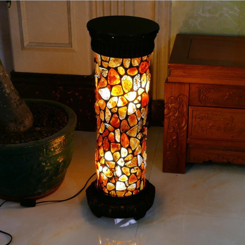 European-style Tiffany Onyx Stone Floor Lighting Vintage Living Room Bedroom Sofa Roman Column Floor Lamp