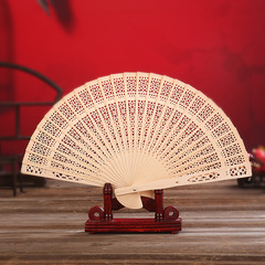 6 inch fragrant wood fan 20cm hollow wholesale gift fan imitation sandalwood fan folding fan foreign trade export fan LOGO