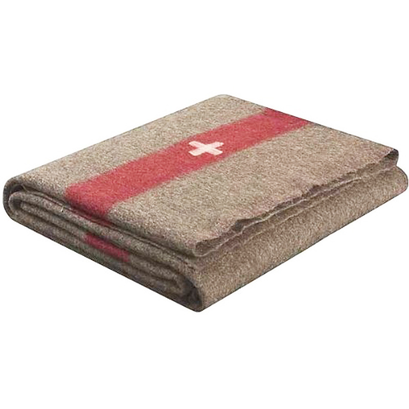 Processing custom Swiss red striped cross artificial embroidery Brown outdoor camping wool wool blanket