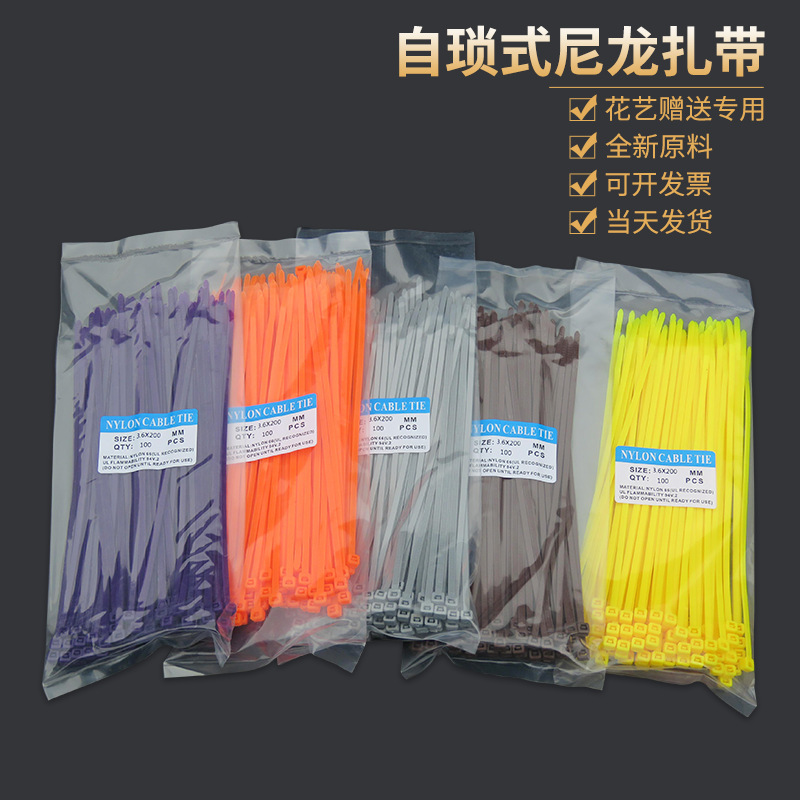 尼龙PA66束线带新磨具自锁式扎带 捆扎理线尼龙扎带4*200白色黑色