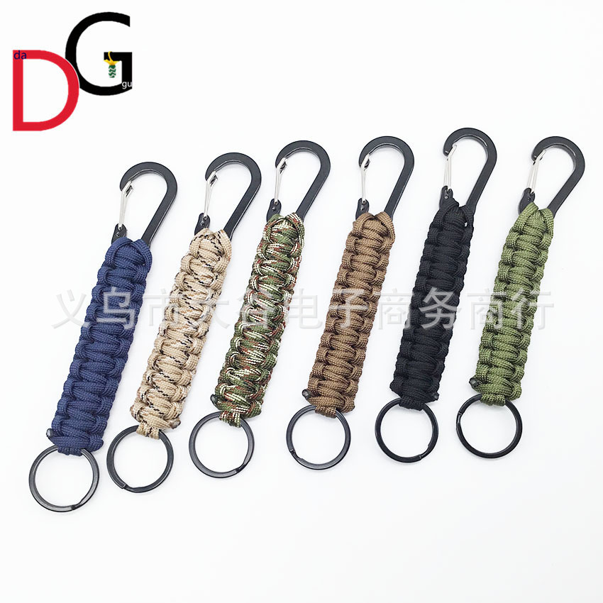 Amazon productos paraguas cuerda llavero negro montañismo primavera hebilla clave colgante paraguas al aire libre cuerda tejida llavero