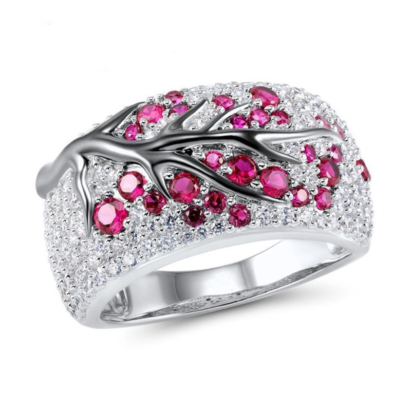 Factory Direct Sales New Gold-Plated Color-Separated Branch Ring Creative Inlaid Diamond Ring Plum Blossom Women's Oil Painting Ring Factory Direct Sales New Gold-Plated Color-Separated Branch Ring Creative Inlaid Diamond Ring Plum Blossom Women's Oil Painting Ring