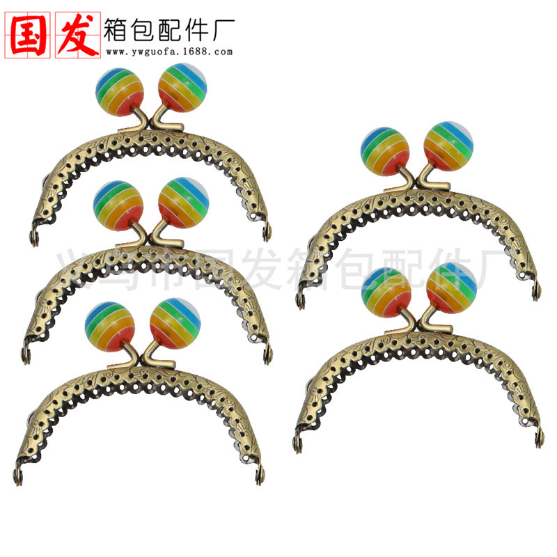 8.5CM arco dragón-fénix flor de encaje rayado oro 18MM rayado perlas 0225-TWGT