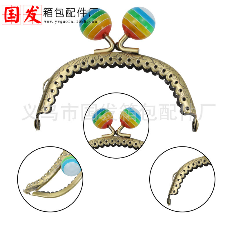 8.5CM arco dragón-fénix flor de encaje rayado oro 18MM rayado perlas 0225-TWGT