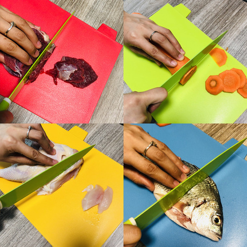 Thickened classified cutting board 4-piece set multi-functional household baby food supplement pp cutting board plastic cutting board fruit cutting board