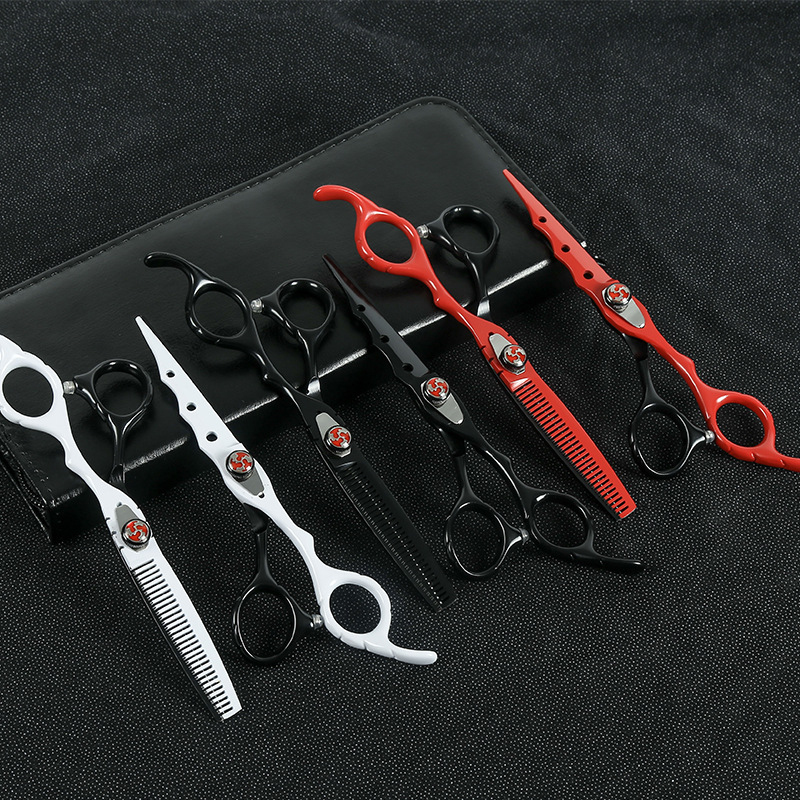 Manufacturers supply Wolf baking paint hairdressing scissors wholesale thinning flat scissors bangs hair scissors professional haircut