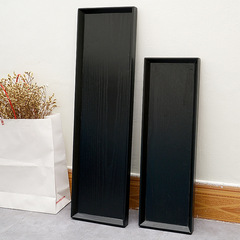 日式黑色長方形茶盤木托盤長條木盤子托盤干泡迷你實木茶托小茶盤