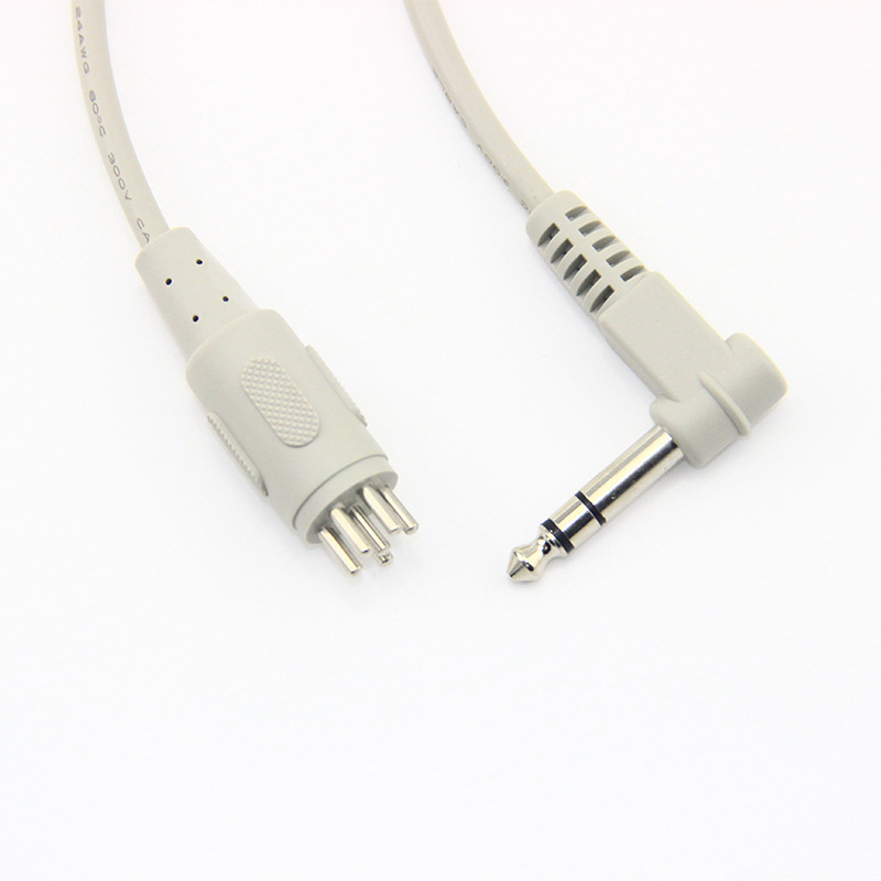 大DIN 6芯转6.35mm 3极弯头音频数据线