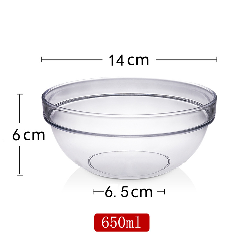 Ensaladera transparente de verduras y frutas de plástico redondo acrílico restaurante Tazón de té Ensaladera resistente a la caída Tazón oblicuo Tazón