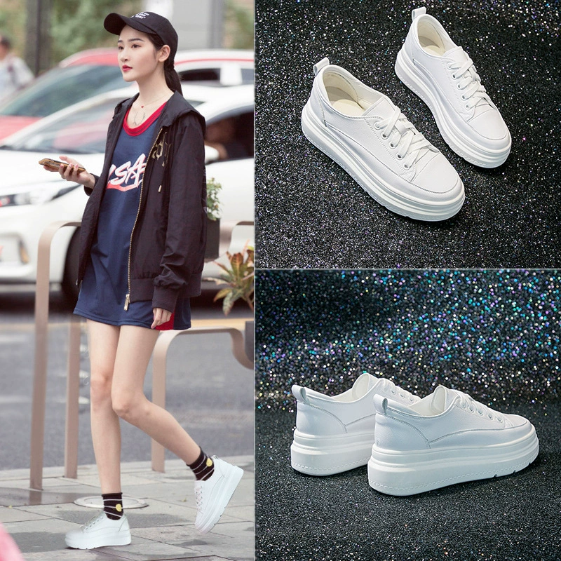 Женские белые туфли, увеличивающие рост, весна 202, новая мода на толстой подошве и платформе, летний стиль, весенняя повседневная обувь интернет-знаменитостей, дышащая