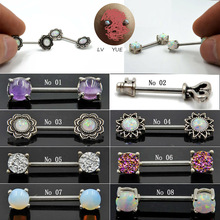 316L手术钢花朵蛋白石澳宝乳环 迷人乳头女士穿孔饰品 欧美跨境