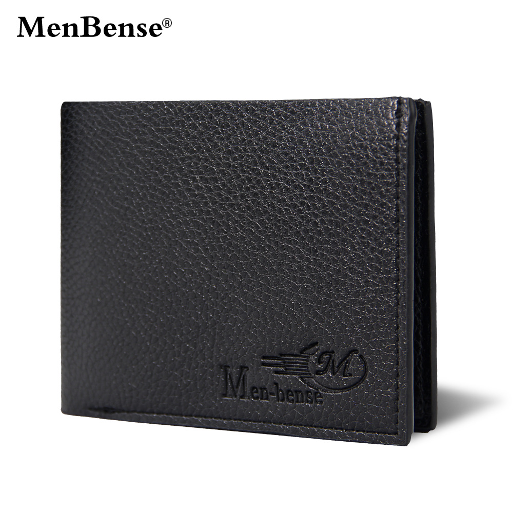 Nueva carpeta de los hombres corto casual lychee patrón color sólido pu cartera monedero suministro al por mayor logotipo personalizable
