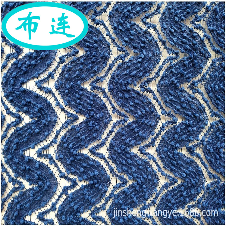 特价爆款粗针针织面料涤纶毛球提花网布经编女装童装布料欢迎议价