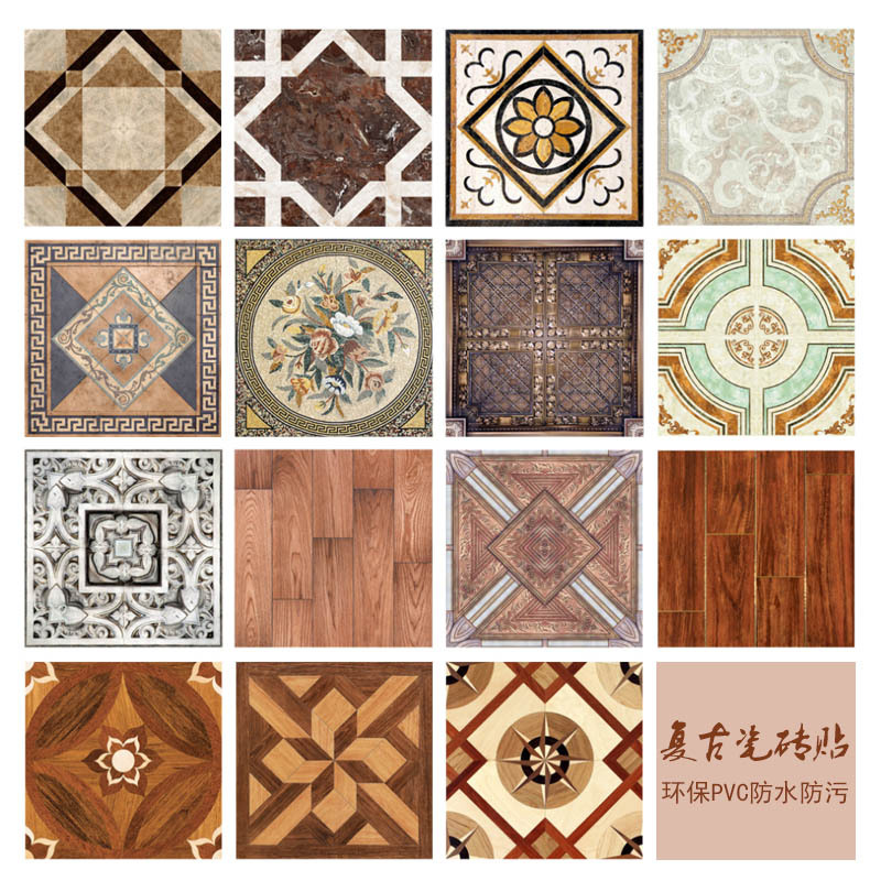 Papel pintado autoadhesivo al por mayor imitación mármol cristal europeo azulejo pegatinas salón decorativo piso pegatinas autoadhesivas piso parche