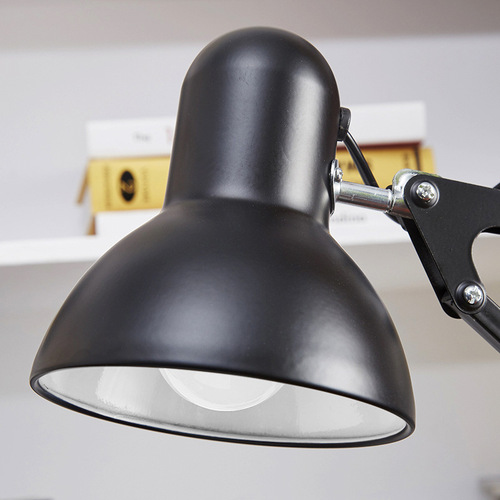Learning and Reading Eye-Caring Desk Lamp with Long Arm Folding Metal Dimmable Base for Dormitory and Study Room LED Warm Light Clip-on Lamp