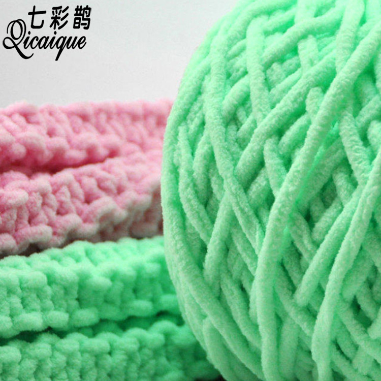 Single-Strand Chenille Ice Wool 3 Taels 3 Large Portions Hand-Knitted Thick Hook Slipper Thread Scarf Section Dyeing Manufacturer Wholesale