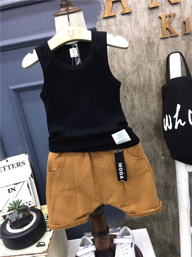Children's Summer Top Set Baby Summer Outfit 01-5 Years Old Korean Style Sleeveless Top and Overalls Two-Piece Set Korean Children's Clothing