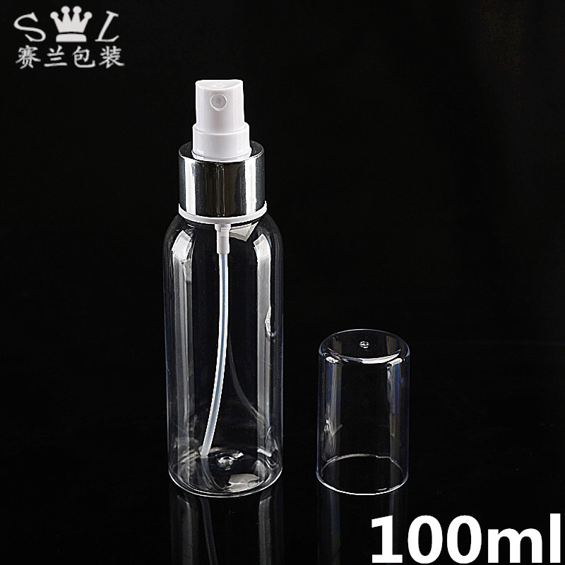 透明圆肩塑料瓶PET 100ML 配氧化铝圈喷雾 超细雾 化妆品塑料包材