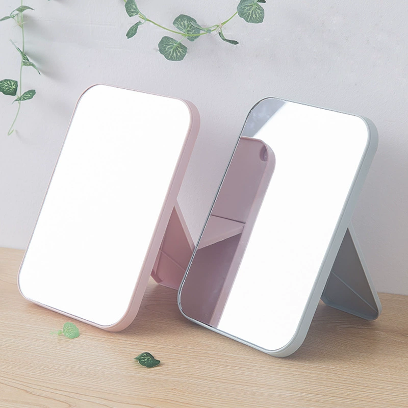 Simple Square Folding Handheld Mirror, Plastic Frame, Compact 20.2×13.7×2 cm