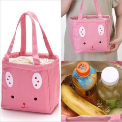 Cute Cartoon Picnic Ice Bag Canvas Large Tote Bag with Rice Waterproof Thickened Aluminum Foil Portable Insulation Bag