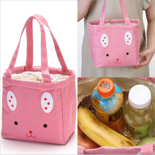 Cute Cartoon Picnic Ice Bag Canvas Large Tote Bag with Rice Waterproof Thickened Aluminum Foil Portable Insulation Bag