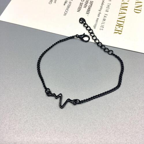 E064 Korean Version Minimalist ECG Lightning Hand Chain, Personality Designed Couple's Heartbeat Frequency Accessory Bracelet
