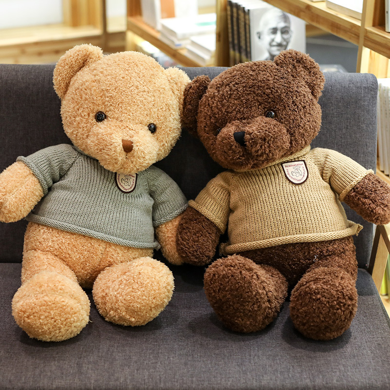 Wholesale Sweater Bear Doll Large Pillow Cute Dressing Teddy Bear Doll Birthday Gift Girls Plush Toy