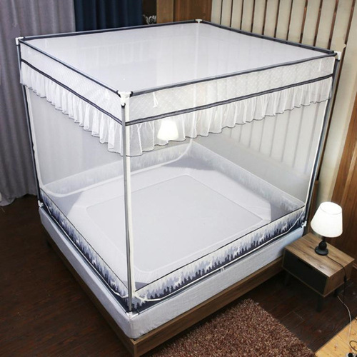 Anti-fall three-door mosquito net for summer household u-shaped bed sheet baby and children anti-mosquito zipper mosquito net wholesale