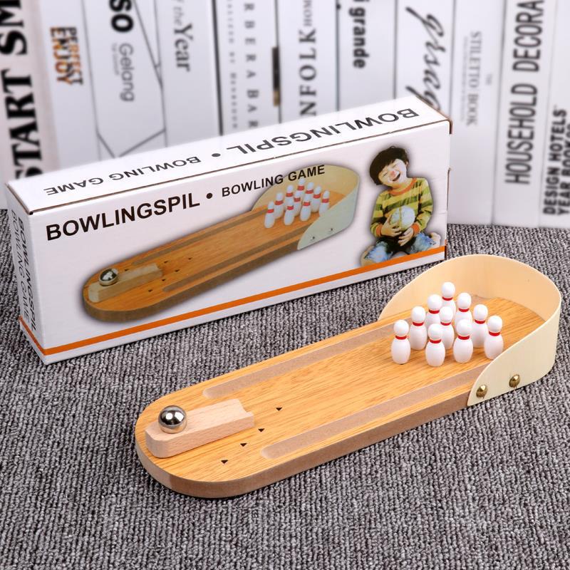 Wooden Mini Bowling Parent-Child Interactive Desktop Game Indoor Game Ball Boys Girls Children Toy Gift