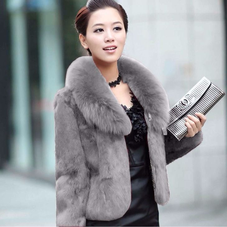 New Product 2023 Fur Outwear Women's Short Autumn and Winter Rex Rabbit Fur Slim Fit Imitation Fur Outwear Fox Fur Collar