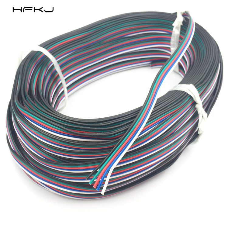 RGBW灯条连接线22AWG5PIN彩色排线白绿红蓝黑5色并线彩虹线现货