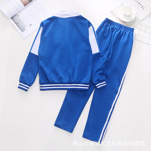 Spring and Autumn Junior High School and High School Students Blue and White School Uniforms College Long Sleeve Group Class Uniforms Men's and Women's Sportswear
