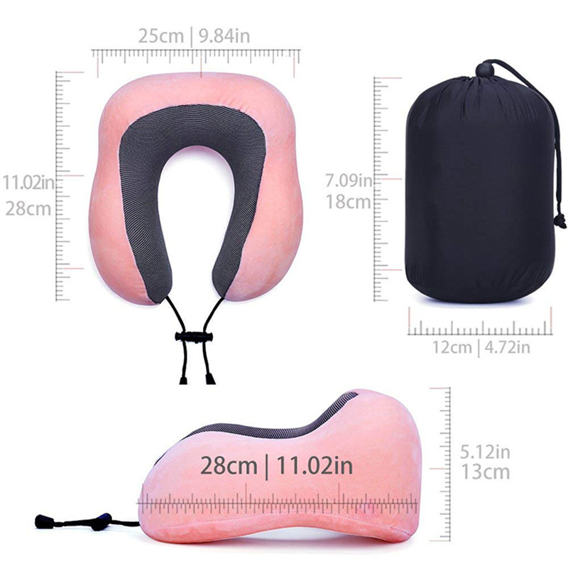 Venta caliente transfronteriza rebote lento almohada en forma de U almohada de espuma de memoria almohada de viaje de almacenamiento portátil almohada de cuello almohada de avión al por mayor
