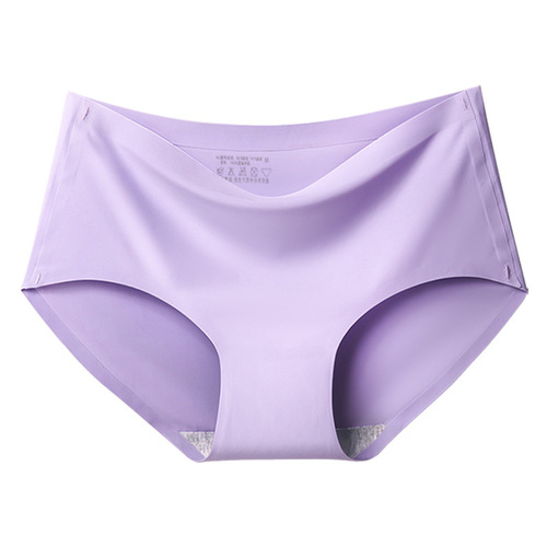 Custom sexy ice silk seamless underwear for women mid-waist large size underwear women's one-piece briefs briefs