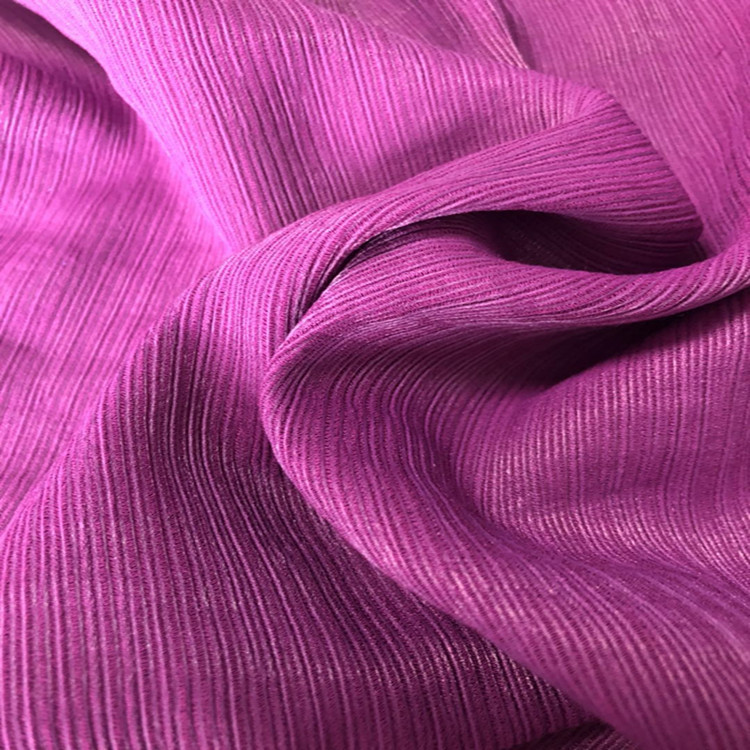 厂家供应 仿铜氨树皮绉 时尚女装上衣裙子裤子皱纹褶皱面料紫色