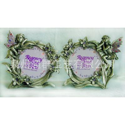 生产厂家供应金属工艺制品 古锡花仙相框 紫色翅膀 可加LOGO|ms