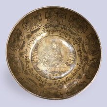 尼泊尔手工颂钵批发佛像篆刻钵铜碗瑜伽钵跨境货源铜制工艺品