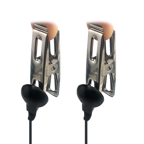 Stainless steel electric shock nipple clamp exercise correction breast clamp SM couple flirting sex toy foreign trade hot sale