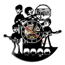 外贸跨境黑胶时钟 歌手披头士乐队唱片挂钟 复古怀旧家居装饰墙钟